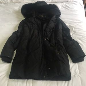 Ellen Tracy Fur Trim with Hood light down jacket